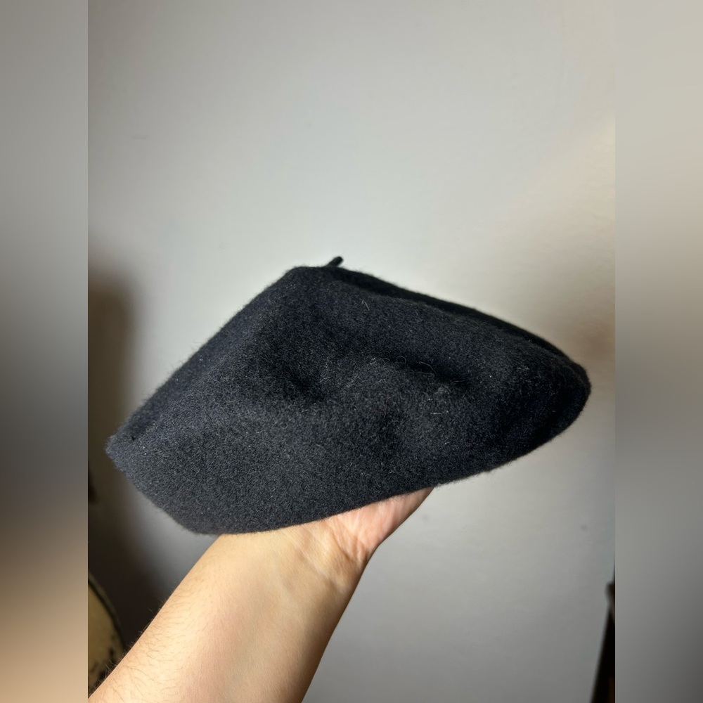 vintage South African 100% wool black beret hat
